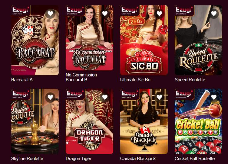FantasyPH Ezugi live casino — Baccarat, Ultimate Sic Bo, Speed Roulette and Dragon Tiger