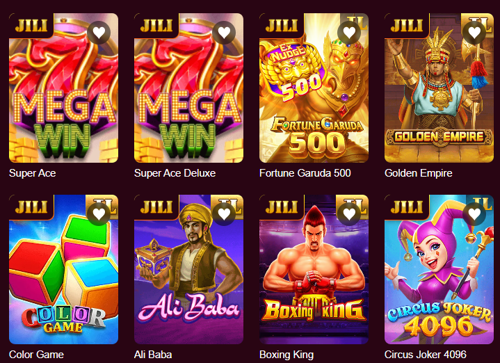 FantasyPH JILI slots lobby — Super Ace, Fortune Garuda 500, Golden Empire, Color Game and Boxing King